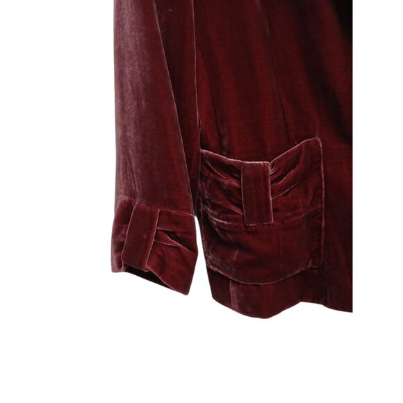 Spencer Jeremy Silk Velvet Blazer Sz M Burgundy Whimsi Holiday Party Elegant Vtg - Picture 2 of 15